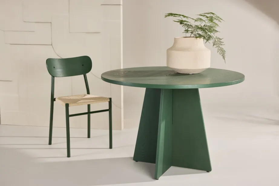 Oliiviroheline ümmargune söögilaud Bootcut, ø110 cm (MDF), 61826-116 – 10