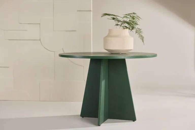 Oliiviroheline ümmargune söögilaud Bootcut, ø110 cm (MDF) - 61826-116