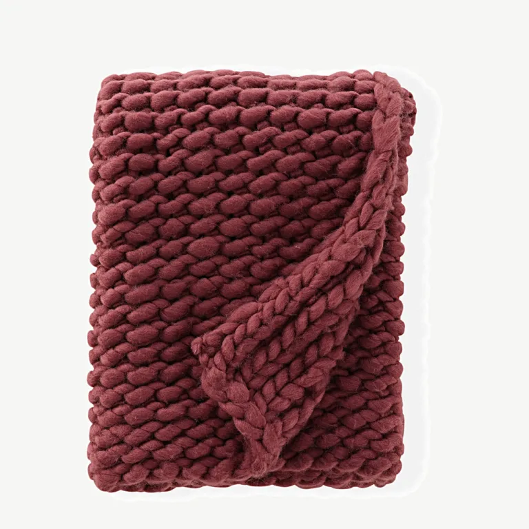 Kate burgundiapunane kootud pleed, polüester, 170 × 130 cm - 61833-152