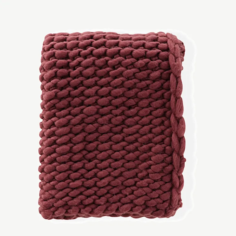 Kate burgundiapunane kootud pleed, polüester, 170 × 130 cm - 61833-152