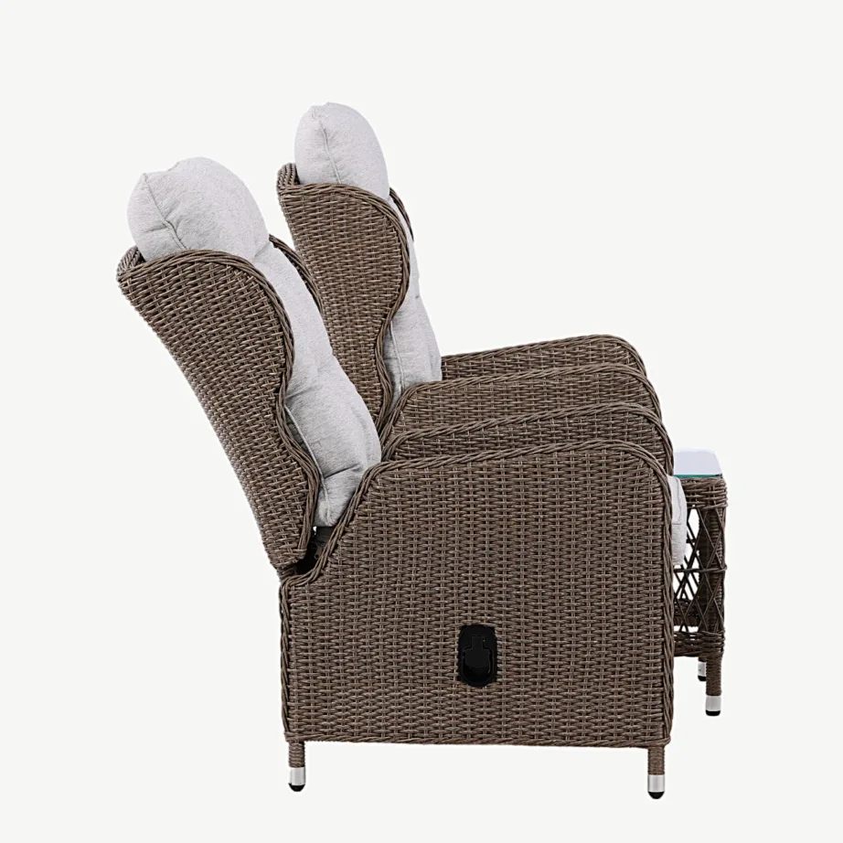 Reguleeritav aiamööblikomplekt Washington (kunstrotangist, klaasplaadiga, liivakarva patjadega), 8192-089 – 5