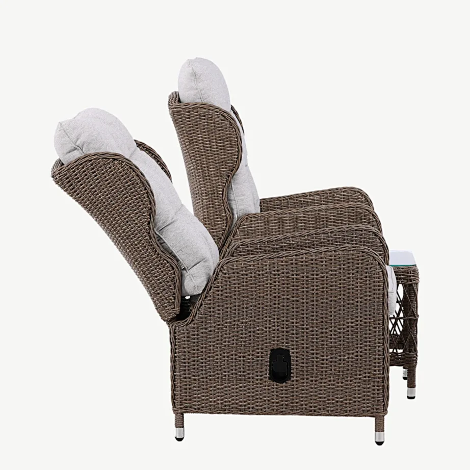 Reguleeritav aiamööblikomplekt Washington (kunstrotangist, klaasplaadiga, liivakarva patjadega), 8192-089 – 6