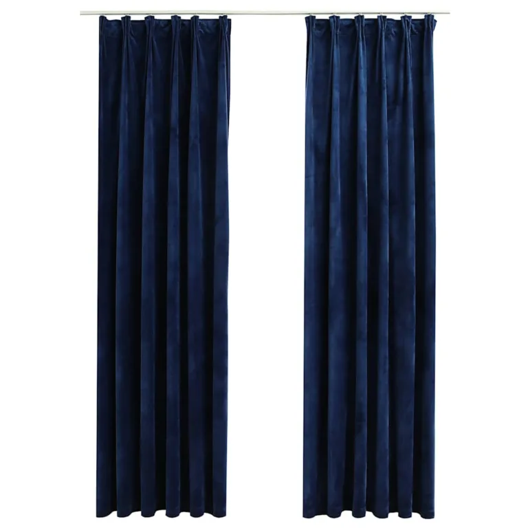 Pimendavad kardinad 2 tk konksud, samet, tumesinine, 140x175 cm - Image 2