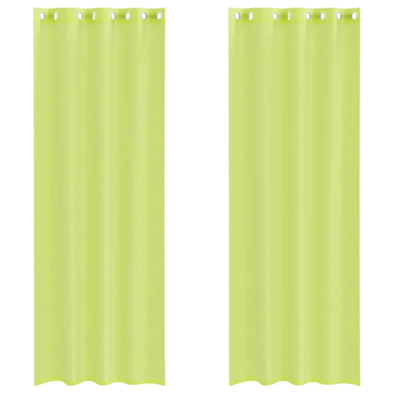 Voile kardinad rõngastega 2 tk Apple Green 140x260 cm - Image 2