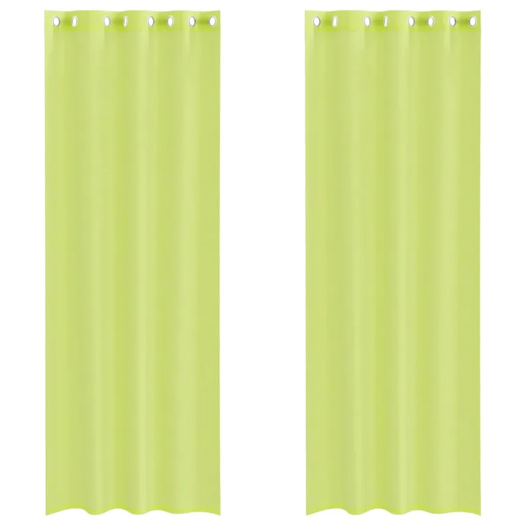 Voile kardinad rõngastega 2 tk Apple Green 140x300 cm - Image 2