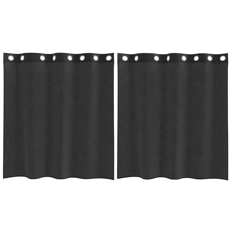 Voile kardinad rõngastihendiga 2 tk must 140x140 cm - Image 2