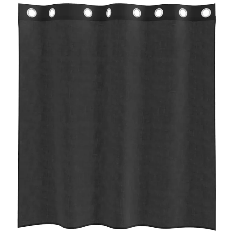 Voile kardinad rõngastihendiga 2 tk must 140x140 cm - Image 4