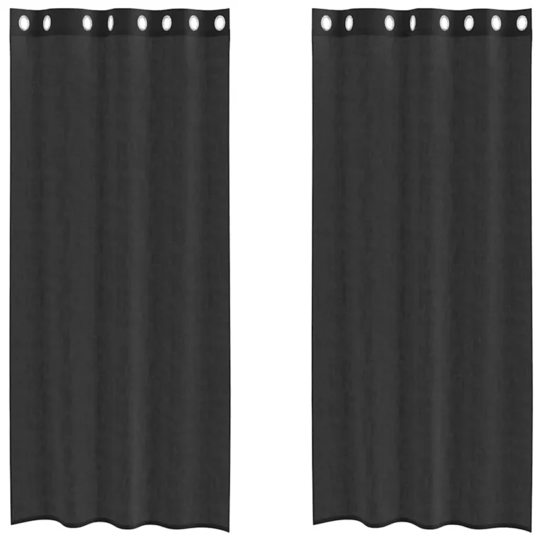 Voile kardinad rõngastega 2 tk must 140x245 cm - Image 2