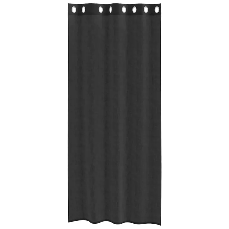 Voile kardinad rõngastega 2 tk must 140x245 cm - Image 4