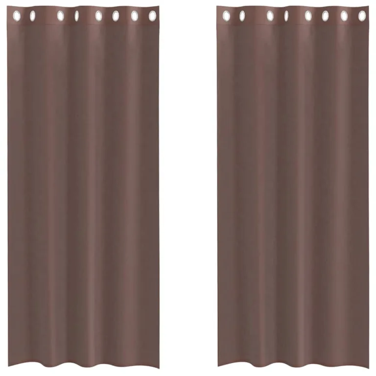 Voile kardinad rõngastega 2 tk Pruun 140x225 cm - Image 2