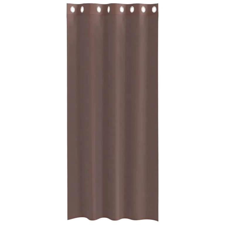 Voile kardinad rõngastega 2 tk Pruun 140x225 cm - Image 4