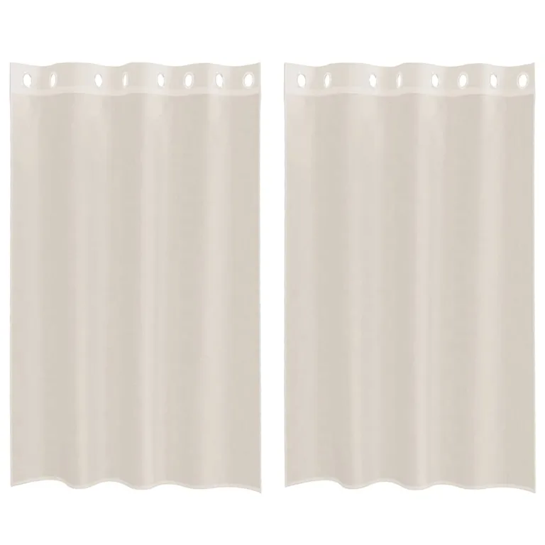 Voile kardinad rõngastega 2 tk Kreem 140x175 cm - Image 2