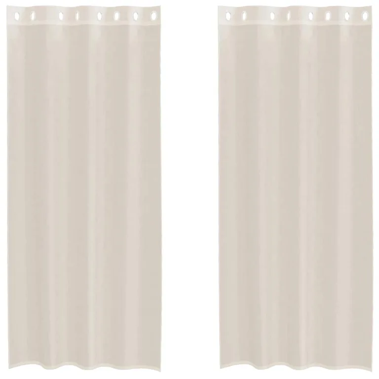 Voile kardinad rõngastega 2 tk Kreem 140x225 cm - Image 2