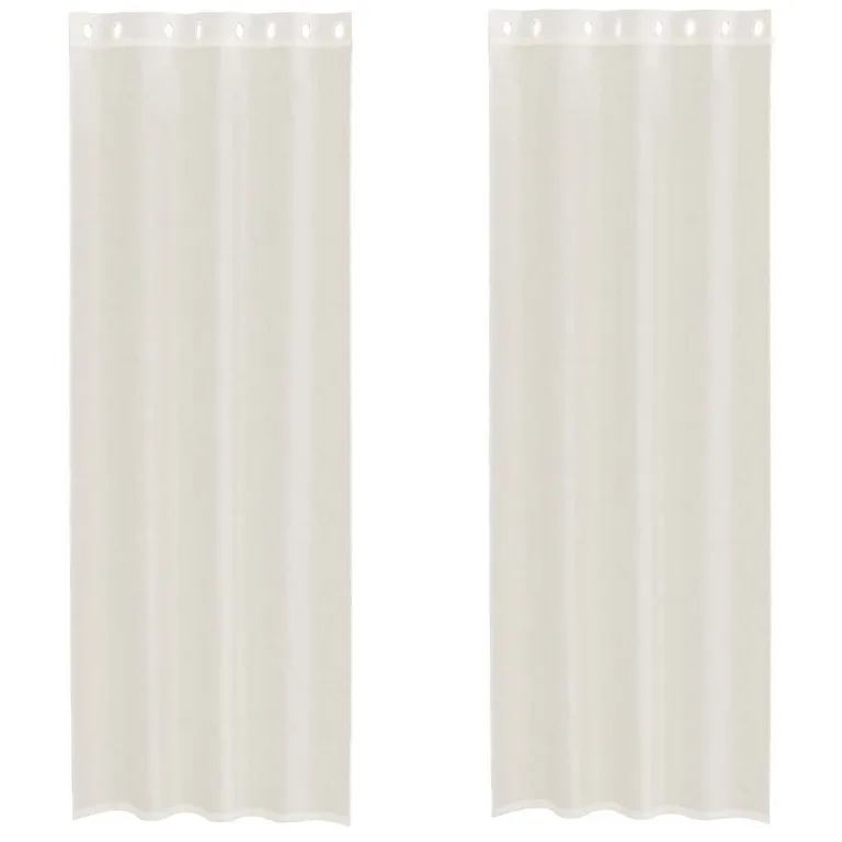 Voile kardinad rõngastega 2 tk Kreem 140x260 cm - Image 2