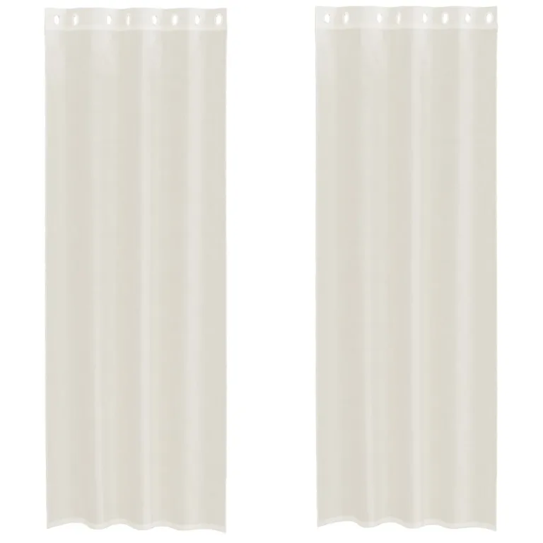 Voile kardinad rõngastega 2 tk Kreem 140x300 cm - Image 2