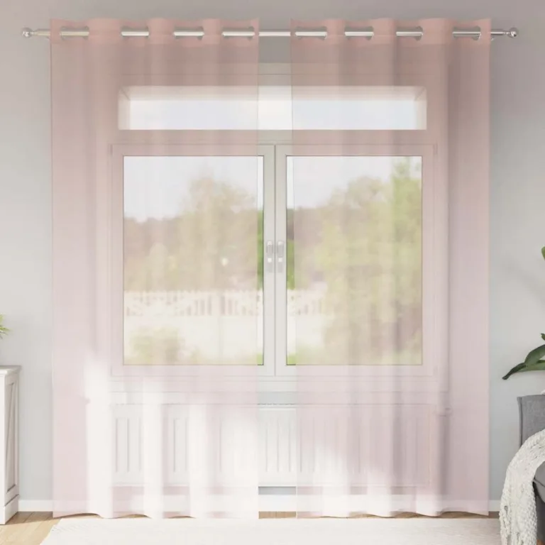 Rõngastihendiga kardinad 2 tk Heleroosa 140x245 cm - Image 1