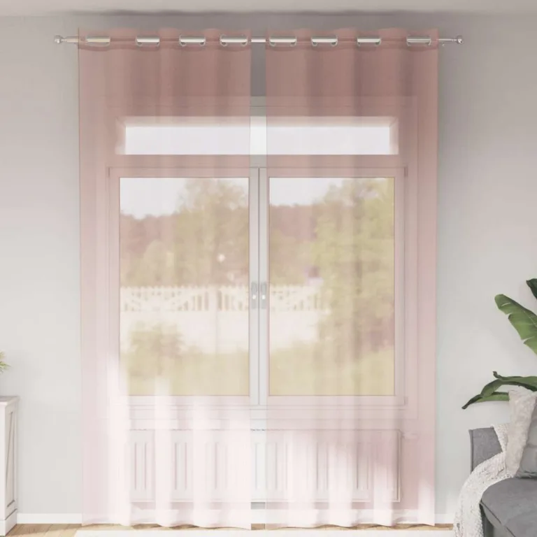 Rõngastihendiga kardinad 2 tk Heleroosa 140x300 cm - Image 1