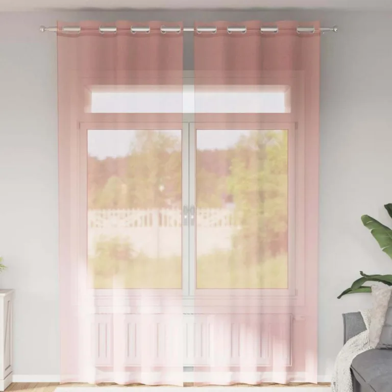 Rõngastihendiga kardinad 2 tk Roosa 140x260 cm - Image 1