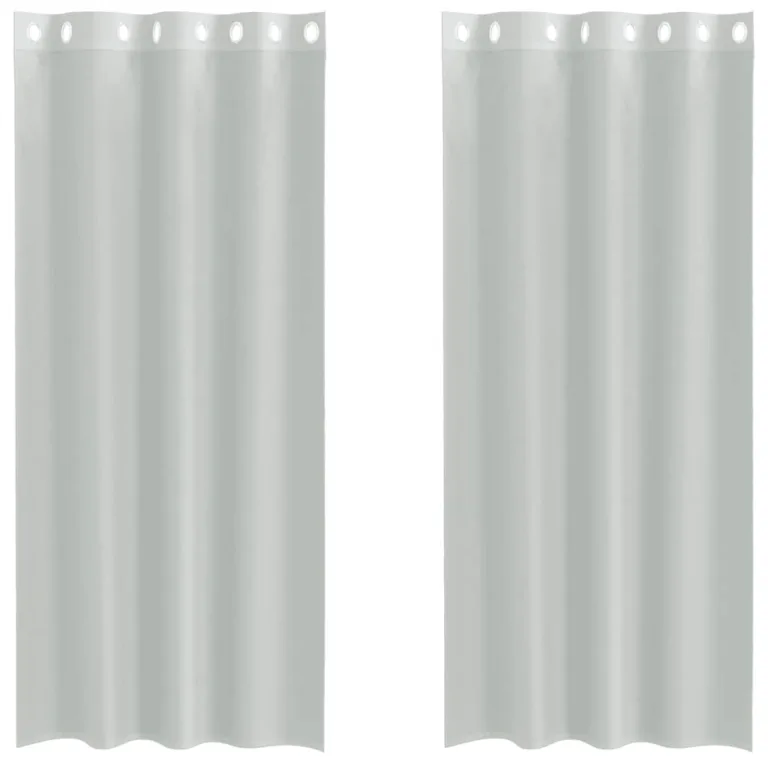 Rõngastihendiga kardinad 2 tk helehall 140x225 cm - Image 2