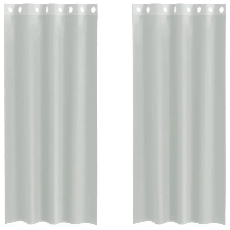 Voile kardinad rõngastihendiga 2 tk helehall 140x245 cm - Image 2