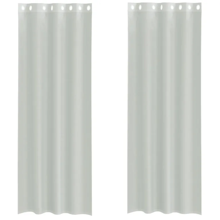 Voile kardinad rõngastihendiga 2 tk helehall 140x300 cm - Image 2