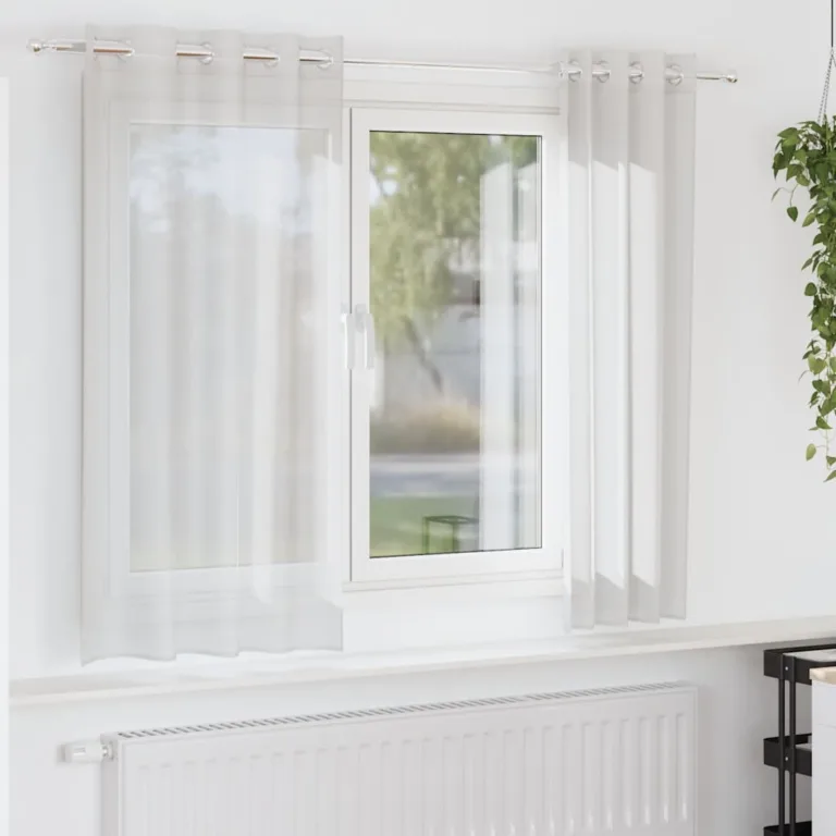 Voile kardinad koos rõngastihenditega 2 tk Valge - Image 1