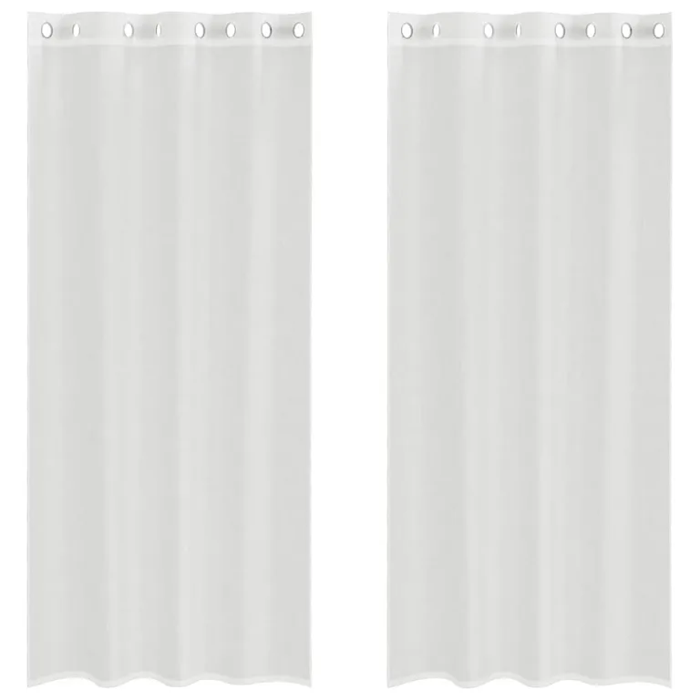 Voile kardinad koos rõngastihenditega 2 tk Valge - Image 2