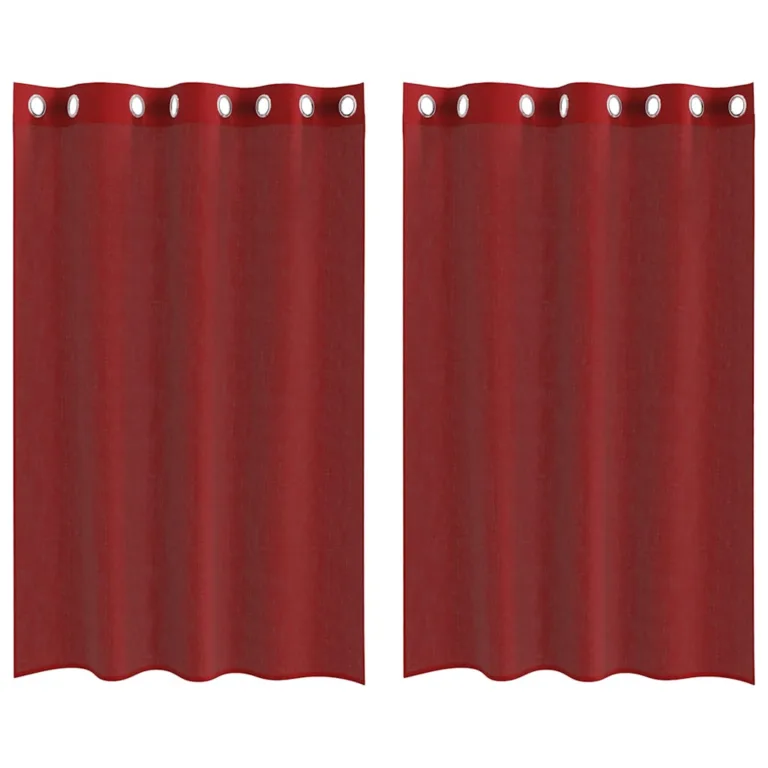 Voile kardinad koos rõngastega 2 tk Wine Red - Image 2