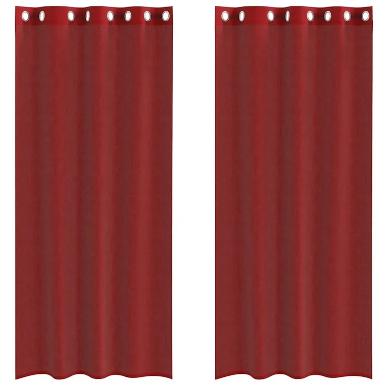 Voile kardinad koos rõngastega 2 tk Wine Red - Image 2