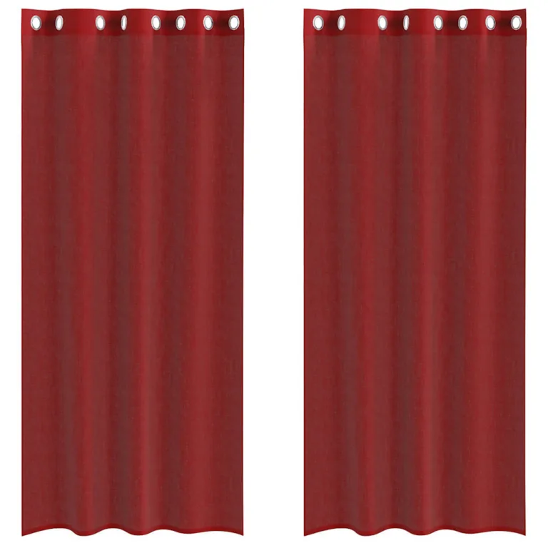 Voile kardinad koos rõngastega 2 tk Wine Red - Image 2