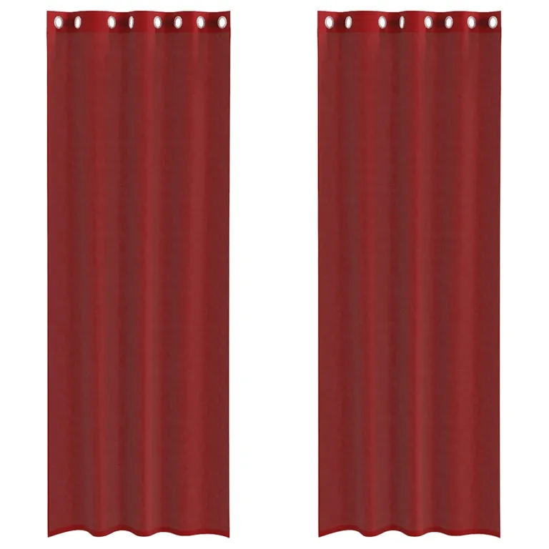 Voile kardinad koos rõngastega 2 tk Wine Red - Image 2