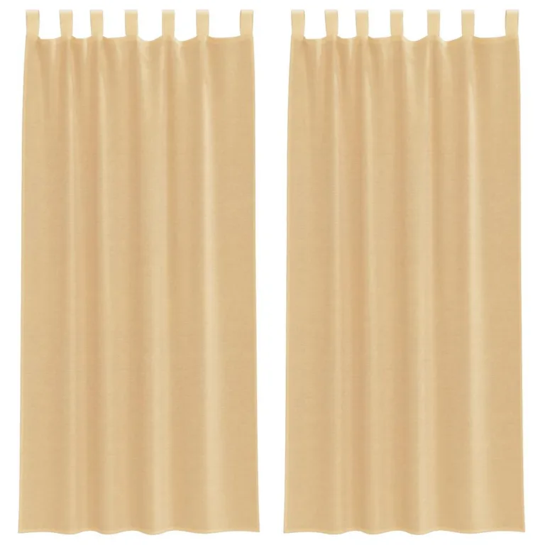 Voile kardinad varrastega taskutega 2 tk Liiv - Image 2