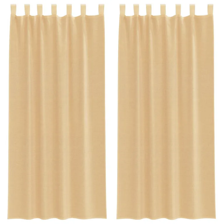 Voile kardinad varrastega taskutega 2 tk Liiv - Image 2