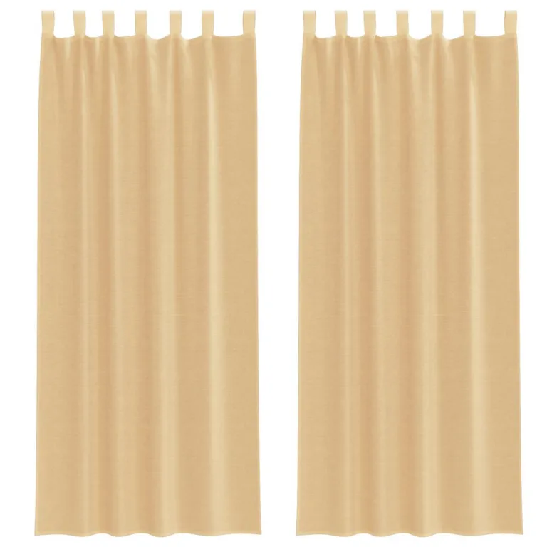 Voile kardinad varrastega taskutega 2 tk Liiv - Image 2