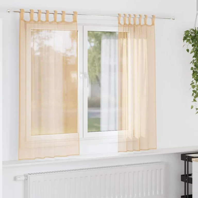 Aasadega Voile kardinad 2 tk Liiv 140x175 cm - Image 1