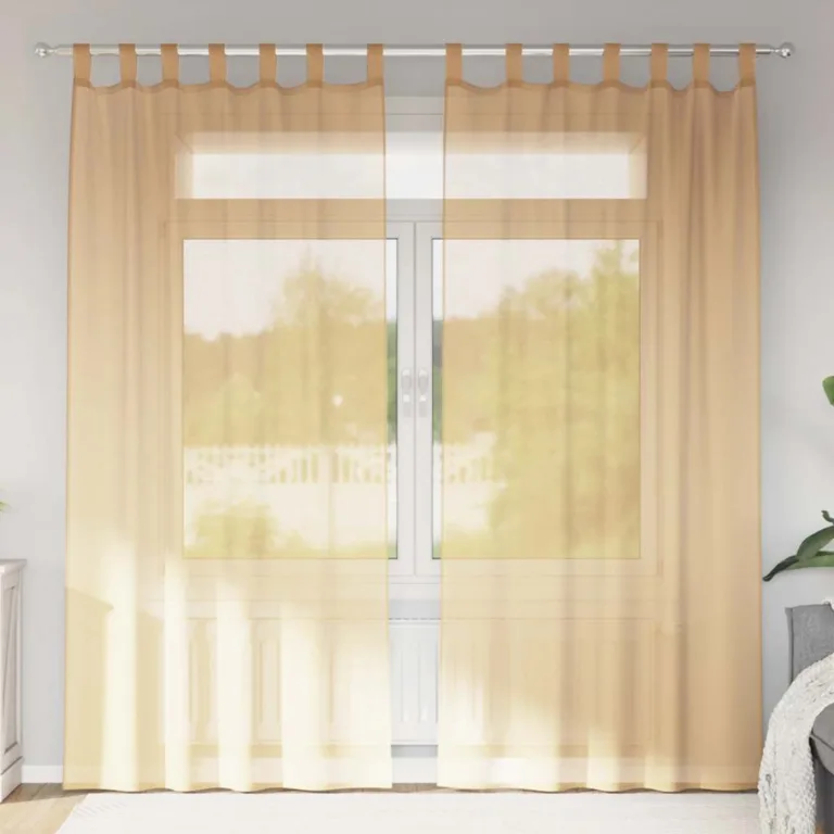 Aasadega Voile kardinad 2 tk Liiv 140x245 cm - Image 1