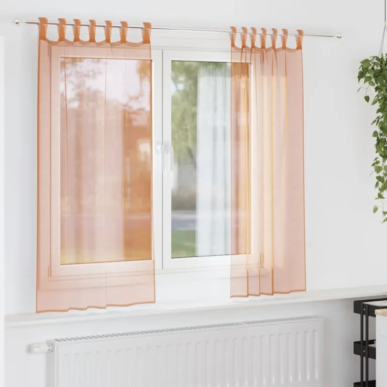 Aasadega Voile kardinad 2 tk terrakota 140x175 cm - Image 1