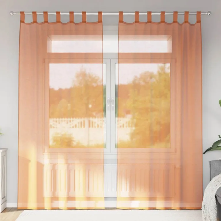 Aasadega Voile kardinad 2 tk terrakota 140x225 cm - Image 1