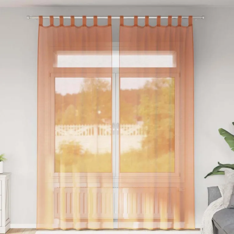 Aasadega Voile kardinad 2 tk terrakota 140x260 cm - Image 1