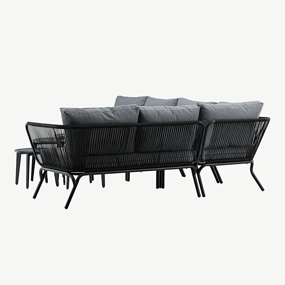 Roxo must aiamööbli nurgadiivani komplekt hallide patjade ja kahe lauaga, 9051-319 – 6