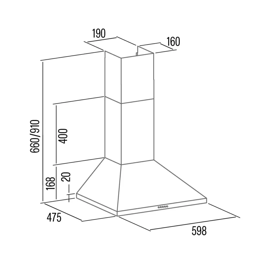CATA VK 6000 BK 60 cm must seinapealne kubu LED-valgusti ja mehaanilise juhtimisega – 8