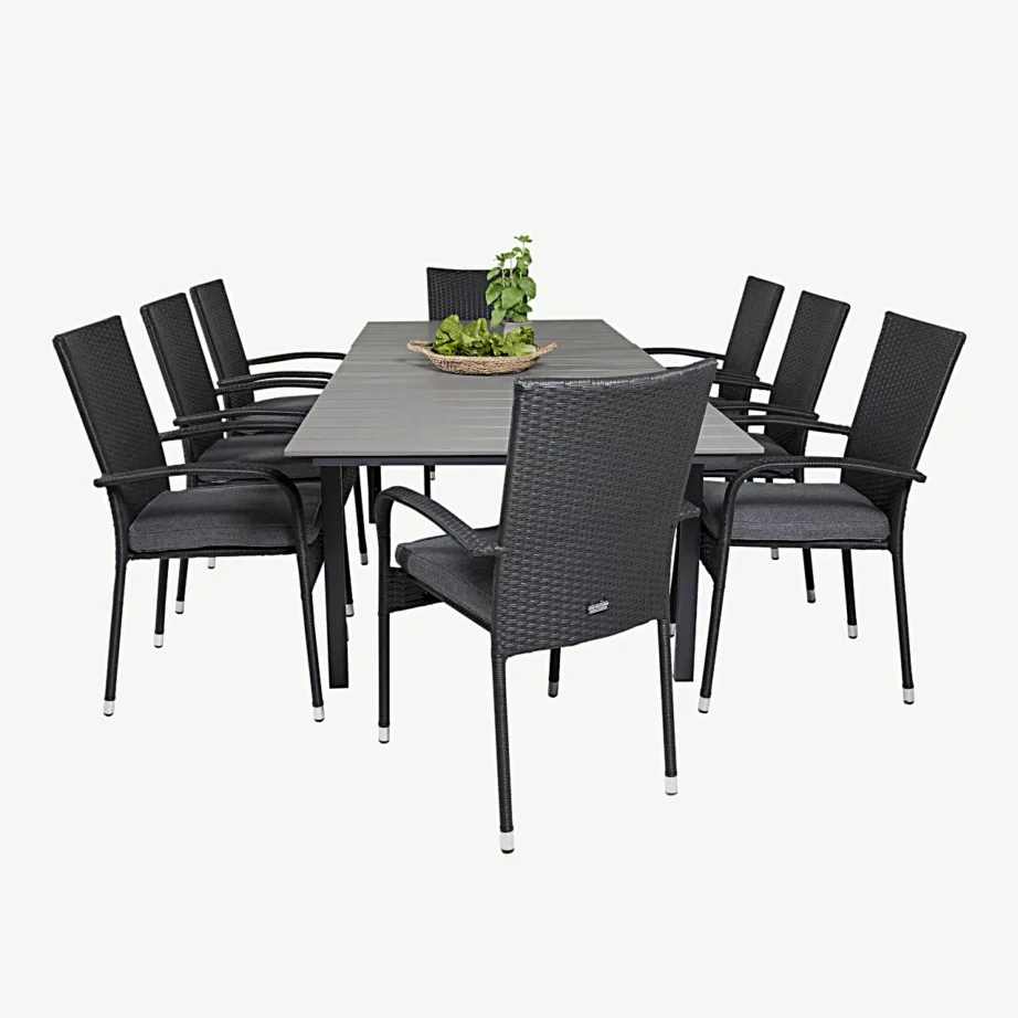 Reguleeritav hall aiamööblikomplekt Levels, mustade rotangtoolidega (puitplastkomposiit), GR18192 – 3