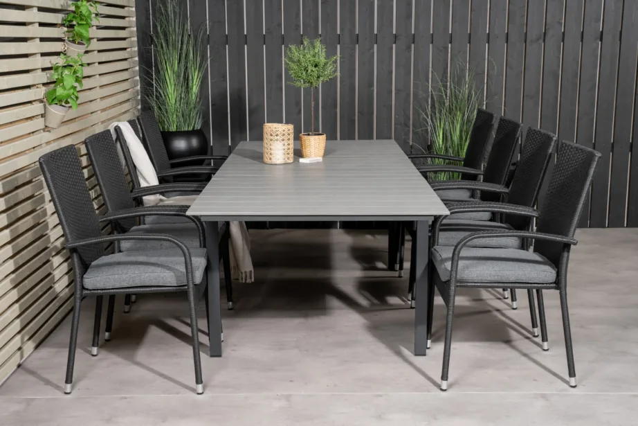 Reguleeritav hall aiamööblikomplekt Levels, mustade rotangtoolidega (puitplastkomposiit), GR18192 – 4