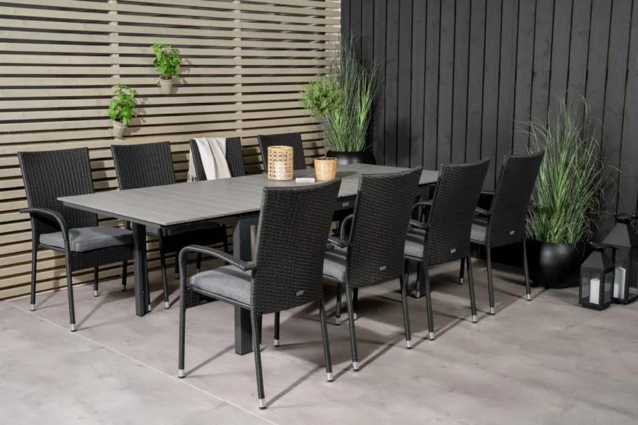 Reguleeritav hall aiamööblikomplekt Levels, mustade rotangtoolidega (puitplastkomposiit), GR18192 – 5