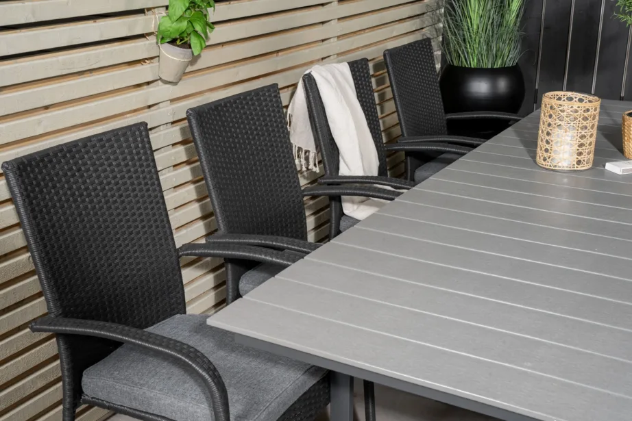 Reguleeritav hall aiamööblikomplekt Levels, mustade rotangtoolidega (puitplastkomposiit), GR18192 – 6