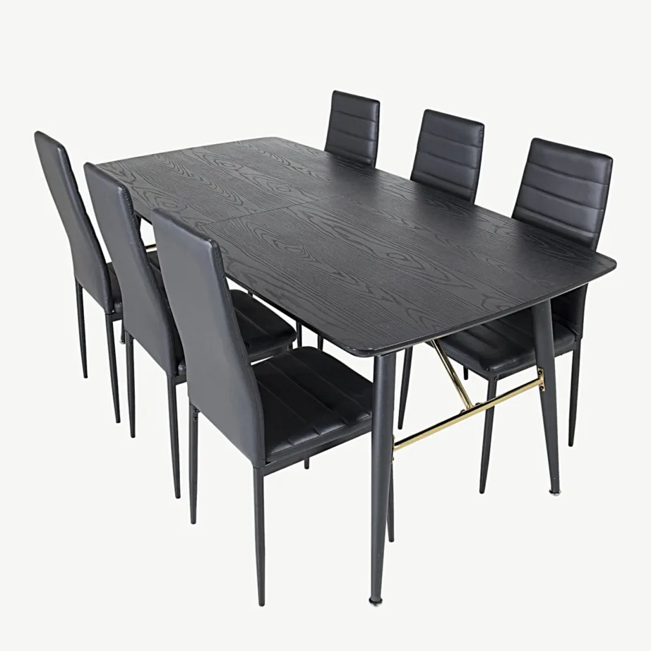 Laiendatav must söögilauakomplekt Gold toolidega Slim sarjast (kunstnahk, messingudetailid), GR19435 – 3