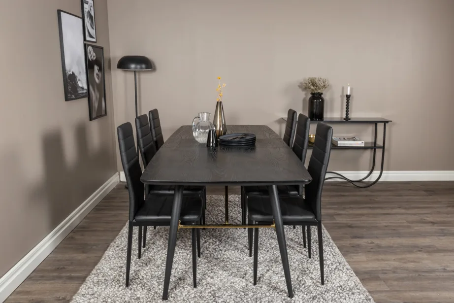 Laiendatav must söögilauakomplekt Gold toolidega Slim sarjast (kunstnahk, messingudetailid), GR19435 – 4