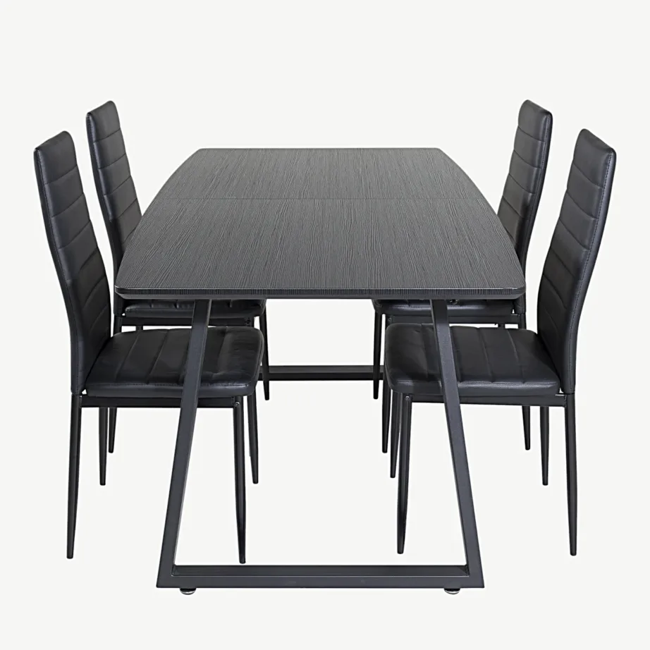 Modernne must söögitoakomplekt Inca – ristkülikukujuline laud ja Slim PU-toolid, GR20350 – 2