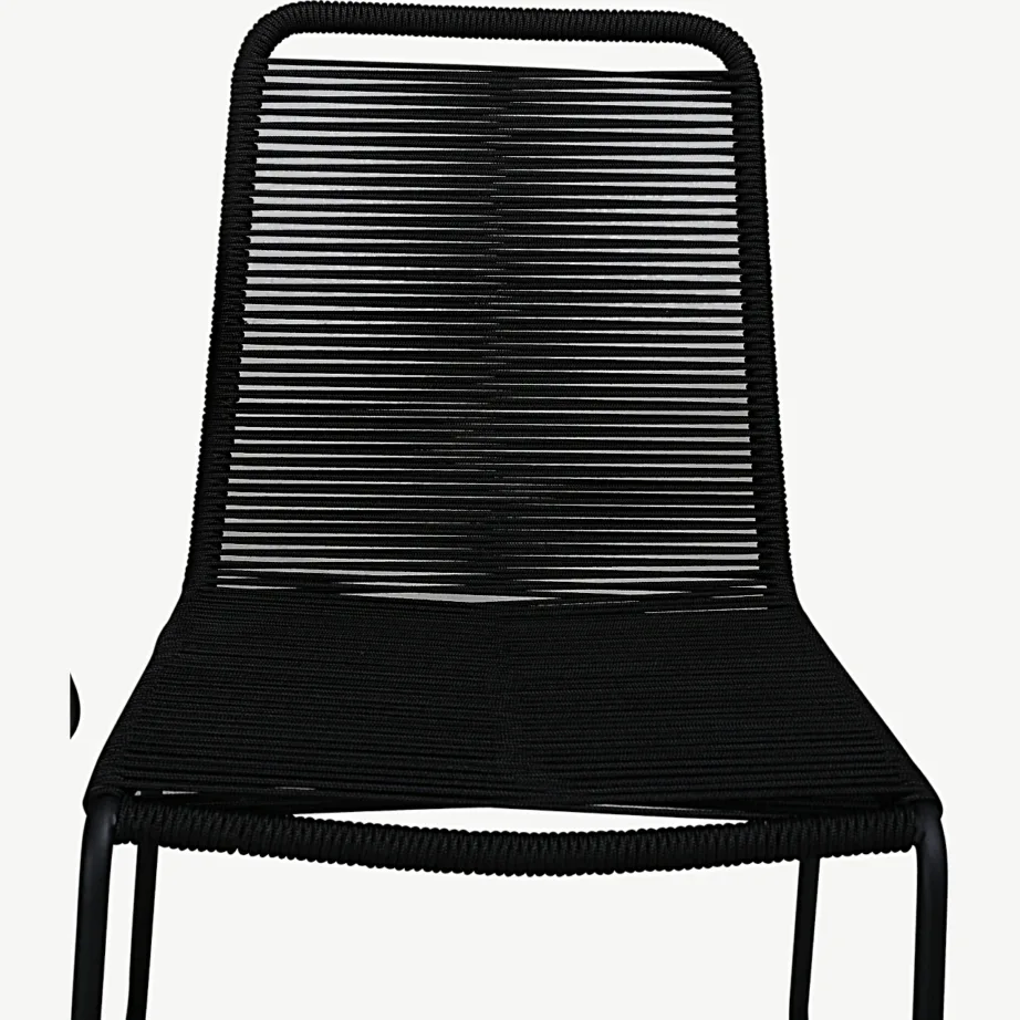 Akaatsiapuidust söögilaud Chan ja mustad Lindos aiatoolid – aiamööbli komplekt (200 cm, terasraam), GR21470 – 3