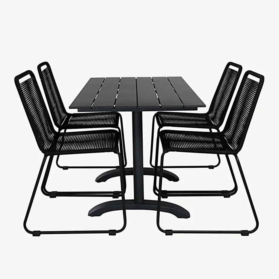 Denveri ristkülikukujuline must aiamööblikomplekt (WPC lauaplaat, 4 tooliga), GR21668 – 2
